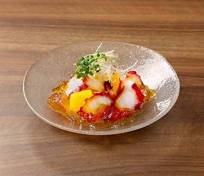 Octopus and Orange Carpaccio with Irizake Jelly