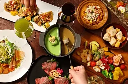 抹茶&ほうじ茶チーズフォンデュ