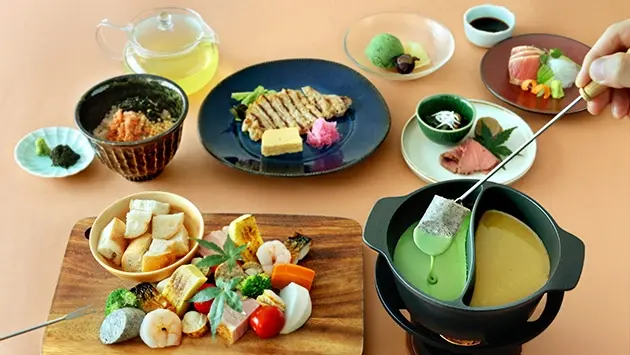 お茶のチーズフォンデュ